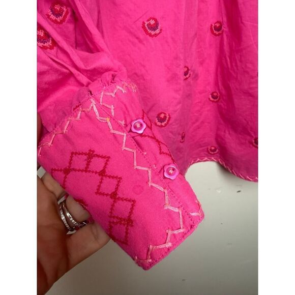 Nimo with Love Juniper Berry Blouse Pink Roses Embroidery Sz. L - Picture 8 of 11